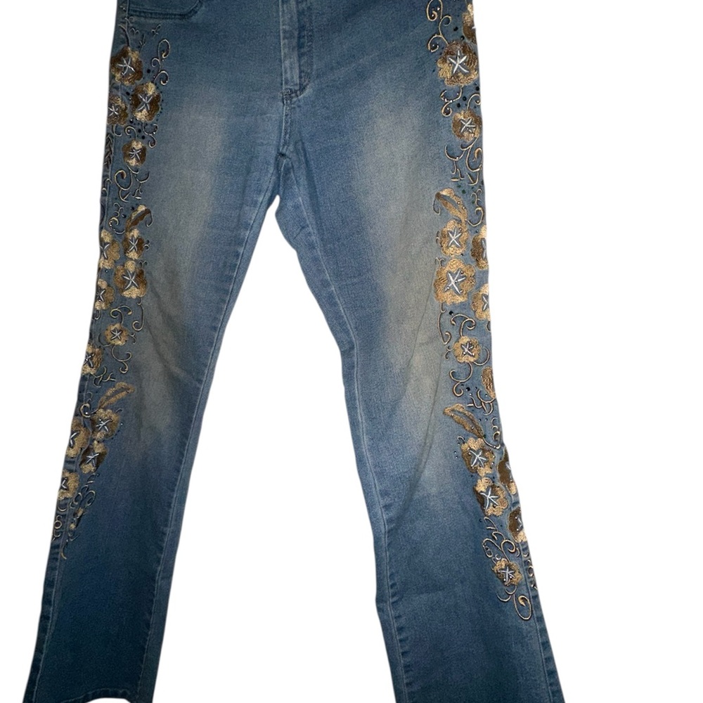 VENUS Blue Jeans with Gold Embroidery